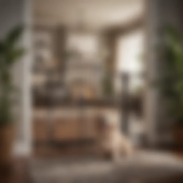 MyPet portable pet gate in a stylish living room setting