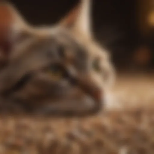 Close-up of non-sticking cat litter granules