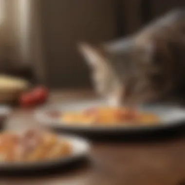 Cat owner measuring food portions for a diabetic cat