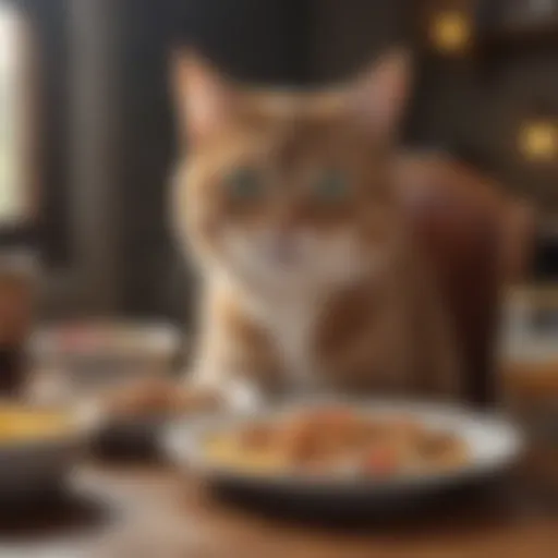 Diabetic cat enjoying a meal of nutritious food