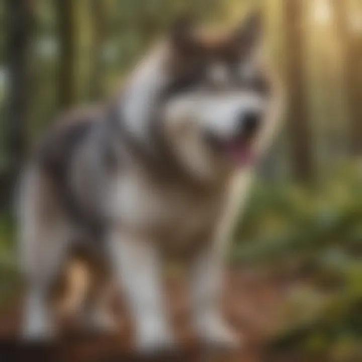 Alaskan Malamute engaging in outdoor activity