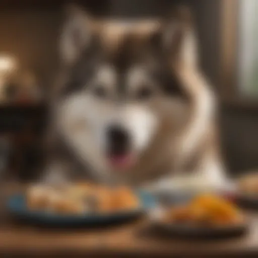 Alaskan Malamute enjoying a balanced meal
