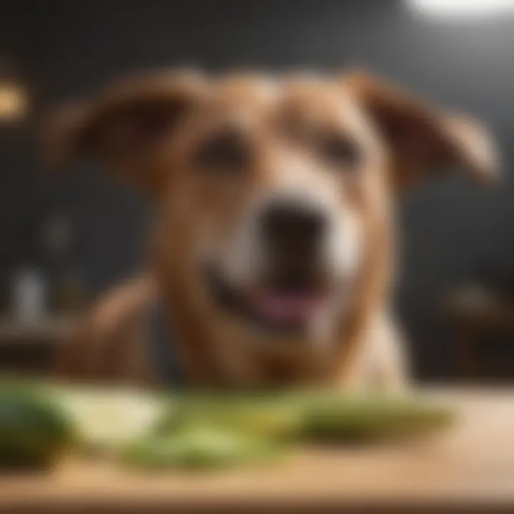Healthy dog enjoying zucchini as a treat