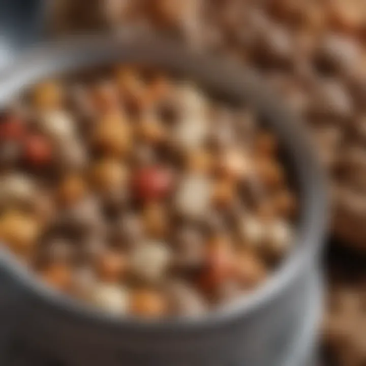 Close-up of nutritious ingredients in a can of dog food