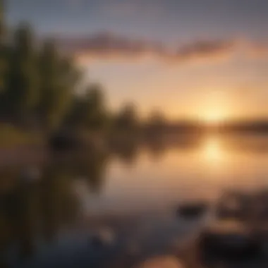Breathtaking sunset over a fishing site