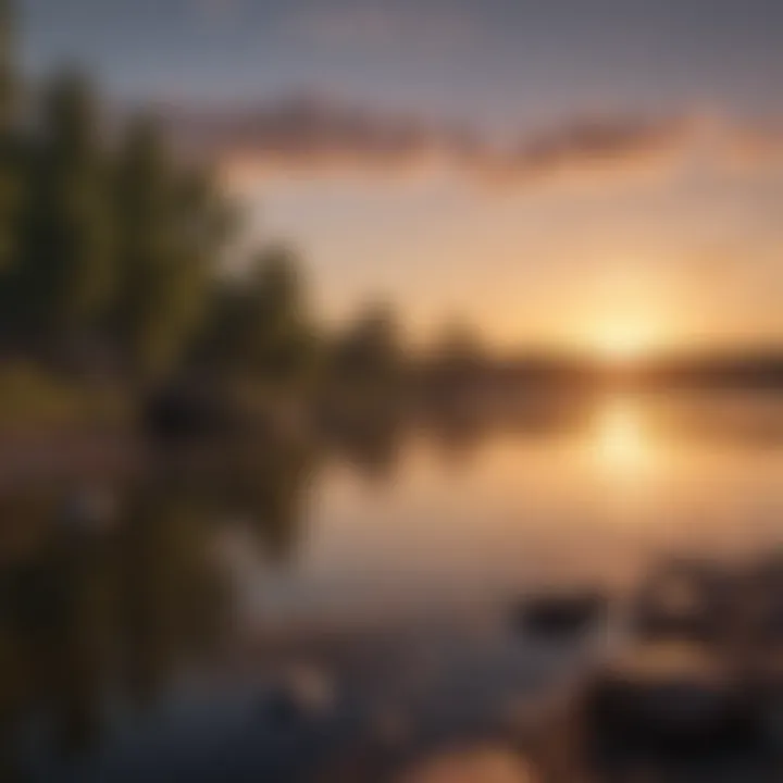 Breathtaking sunset over a fishing site