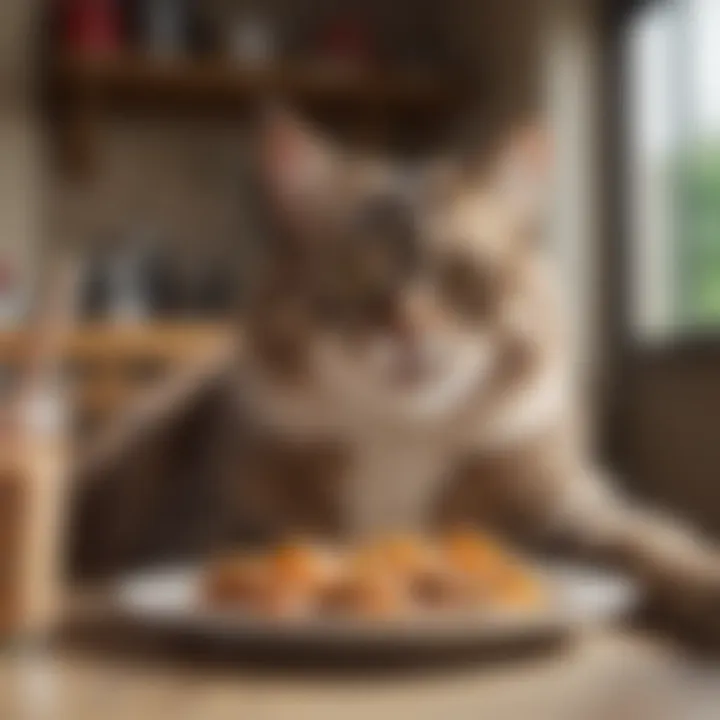 Healthy cat enjoying a meal tailored for respiratory health