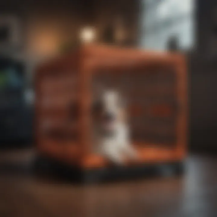 A stylish and modern dog crate that blends with home decor