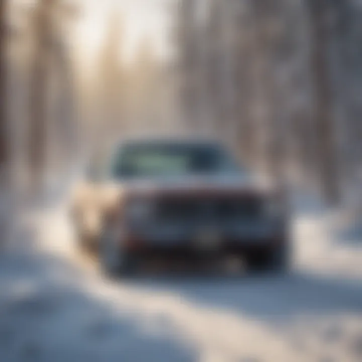 Snow-covered trees and a tranquil scene in winter