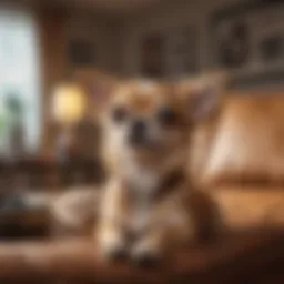Charming Chihuahua resting in a stylish living room