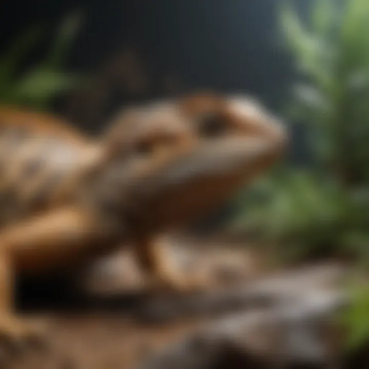 Natural habitat elements in a bearded dragon tank