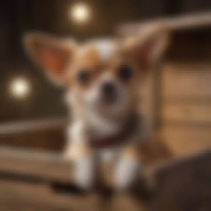 Happy Chihuahua playing in a well-fitted crate