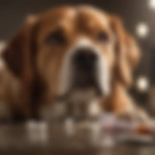 Close-up view of a dog receiving oral medication.