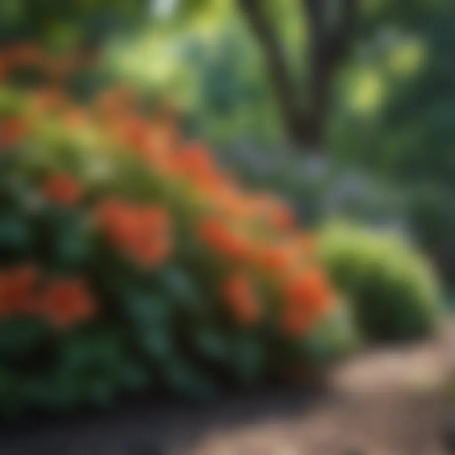 Vibrant perennial flowers blooming in a shady garden in Indiana
