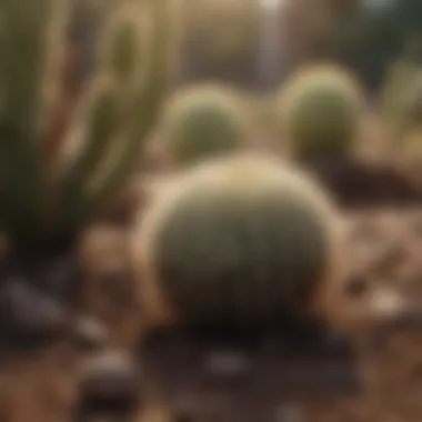 A close-up view of soil preparation for planting cacti