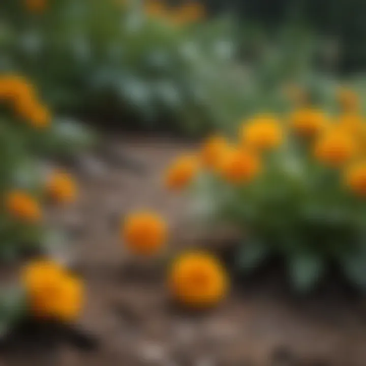 Marigold flowers enhancing outdoor space