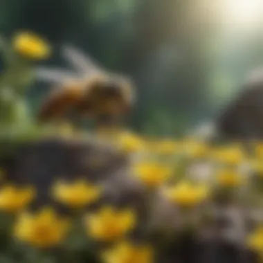 The Role of Pollinators with Tiny Yellow Flowers Pollinators engaging with tiny yellow flowers in their natural habitat
