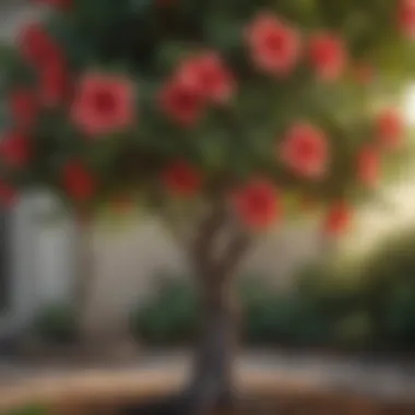 Lush Hibiscus Tree in Full Bloom Hibiscus tree in full bloom before trimming