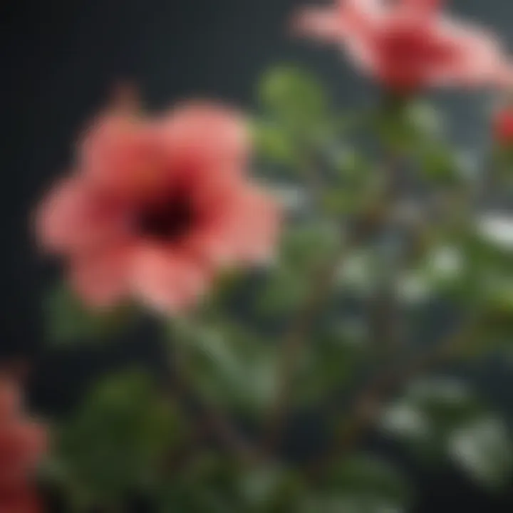 Close-up of hibiscus branches with fresh cuts