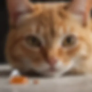 Cat receiving a prescription flea pill