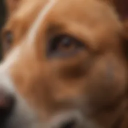 Close-up of a dog receiving an ear examination