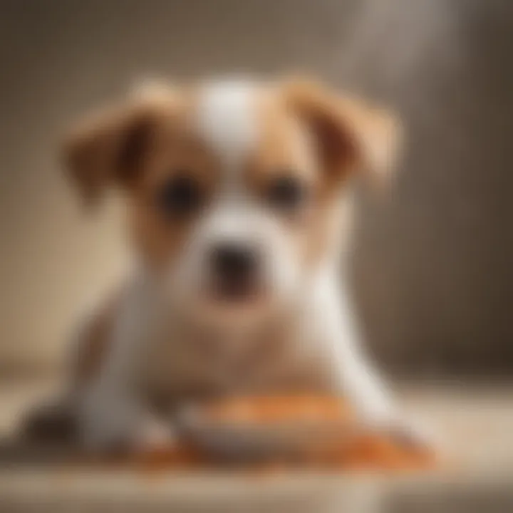 A playful puppy enjoying a meal of wet food, highlighting its appeal and palatability.