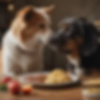 An emotional moment between a dog and its owner, capturing the bond amid dietary discussions.