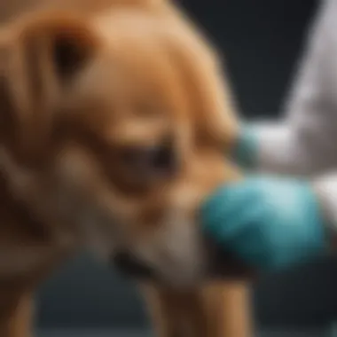 Veterinary Examination of a Dog's Knee Veterinarian examining a dog's knee joint