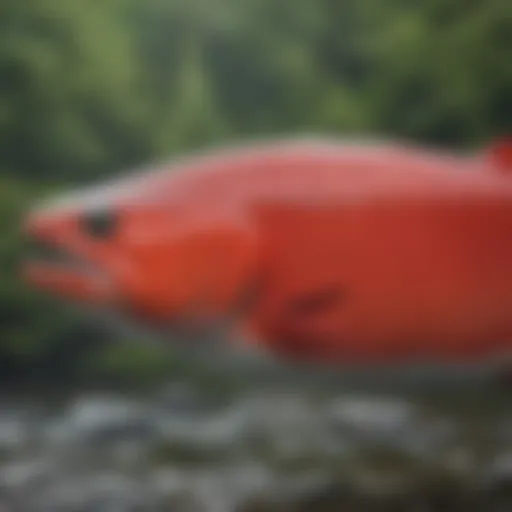 Vibrant red color of wild Alaskan sockeye salmon