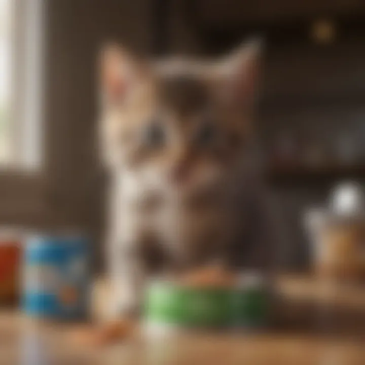 A kitten enjoying a bowl of nutritious canned food