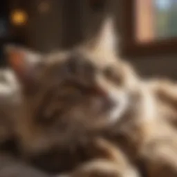 Senior cat resting comfortably in a cozy environment