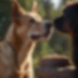 A focused dog obeying a command