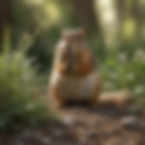 Ground squirrel foraging in a garden