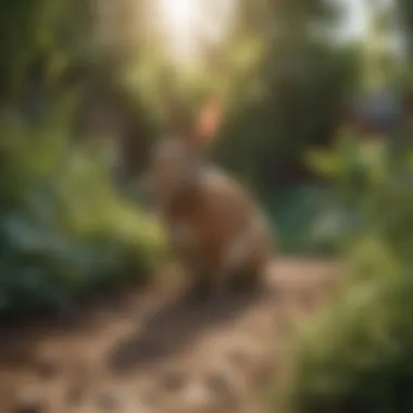 A diverse garden layout designed to deter rabbits