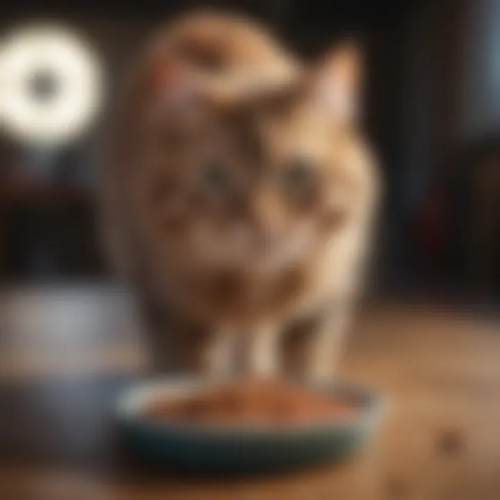 A bowl of high-quality cat food, showcasing a balanced diet for digestive health.