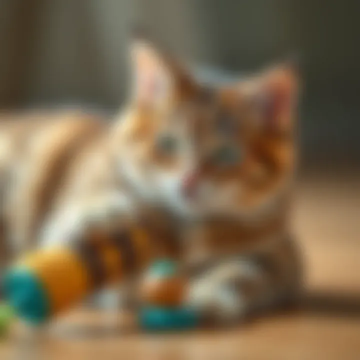 Cat playing with a toy