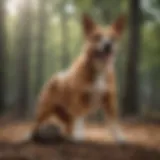 A dog displaying humping behavior in a social setting.