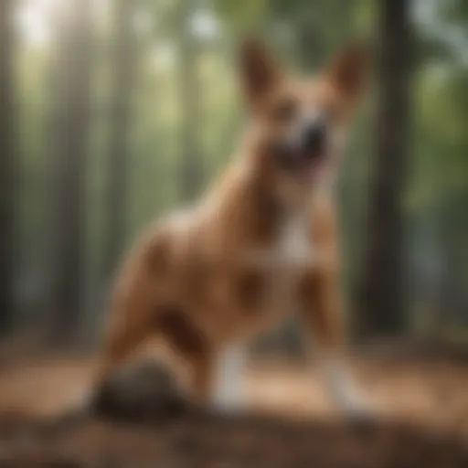 A dog displaying humping behavior in a social setting.