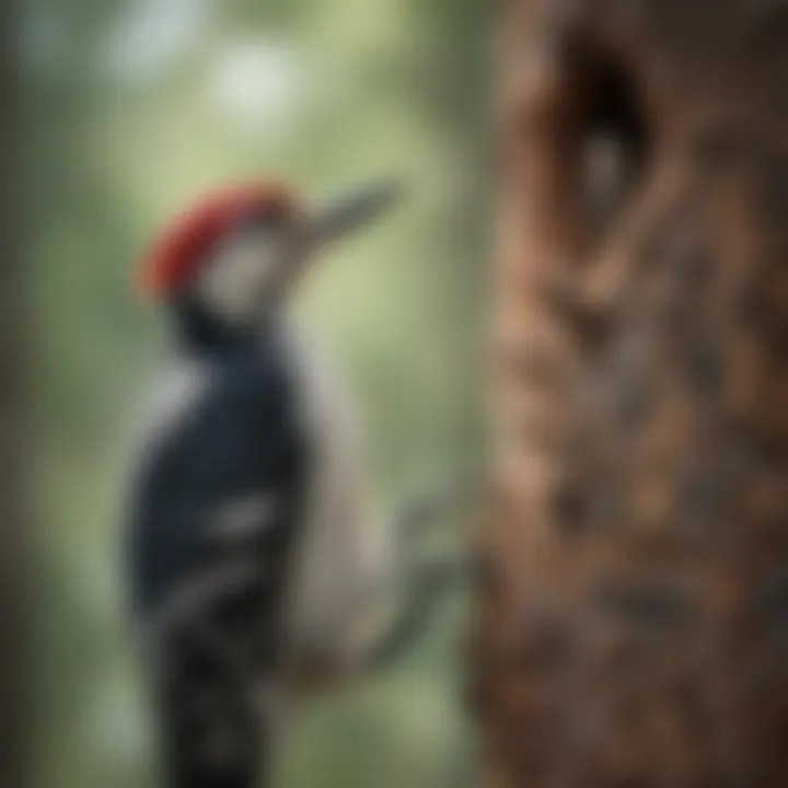 A homeowner observing woodpecker behavior