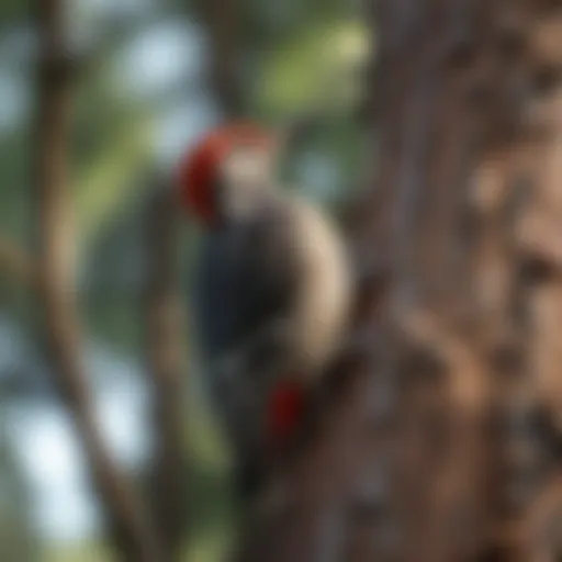 Woodpecker perched on a tree trunk