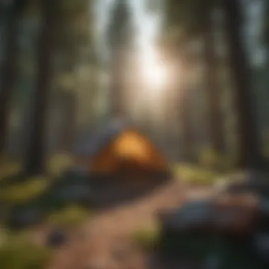 Serene Campsite Surrounded by Nature Campsite nestled among the tall trees
