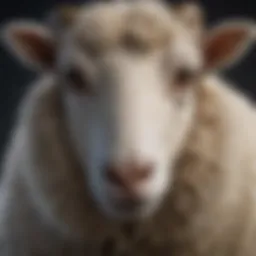 A close-up portrait of a sheep showcasing its unique facial features.