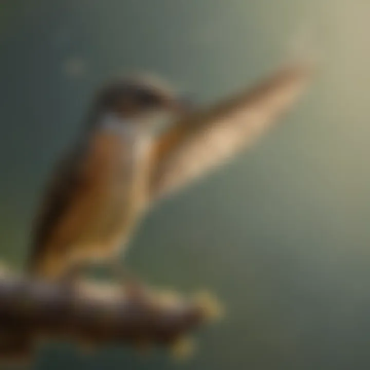 A flycatcher capturing a fly mid-air, demonstrating its hunting prowess.