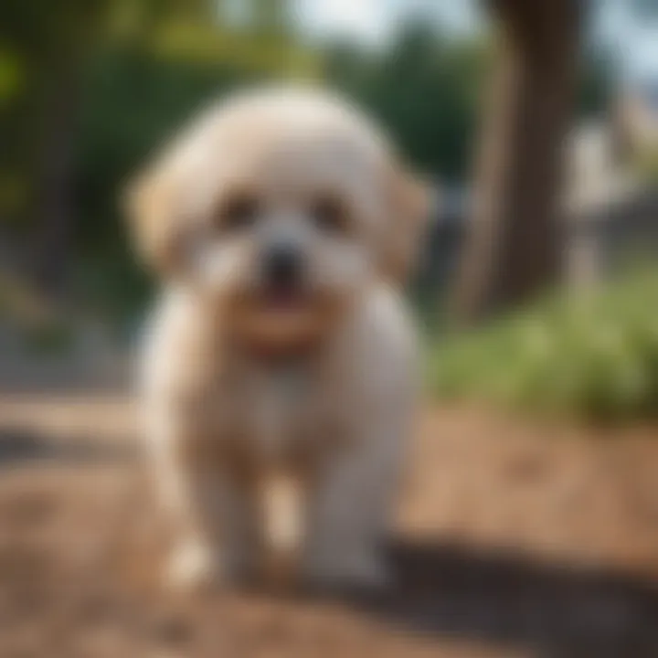 Maltipoo enjoying a playful outdoor moment