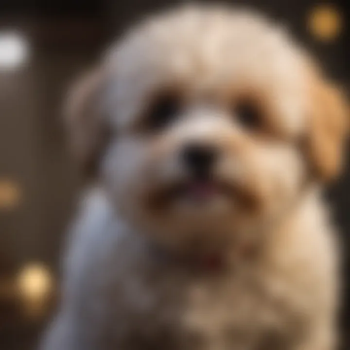 A Maltipoo engaging in training exercises