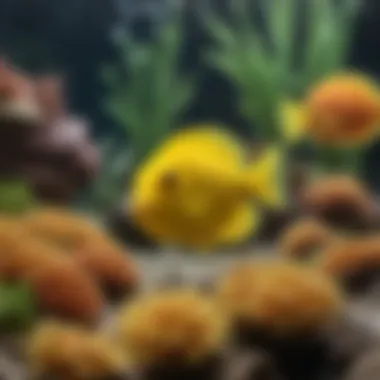 Healthy Yellow Tang fish in a well-maintained tank