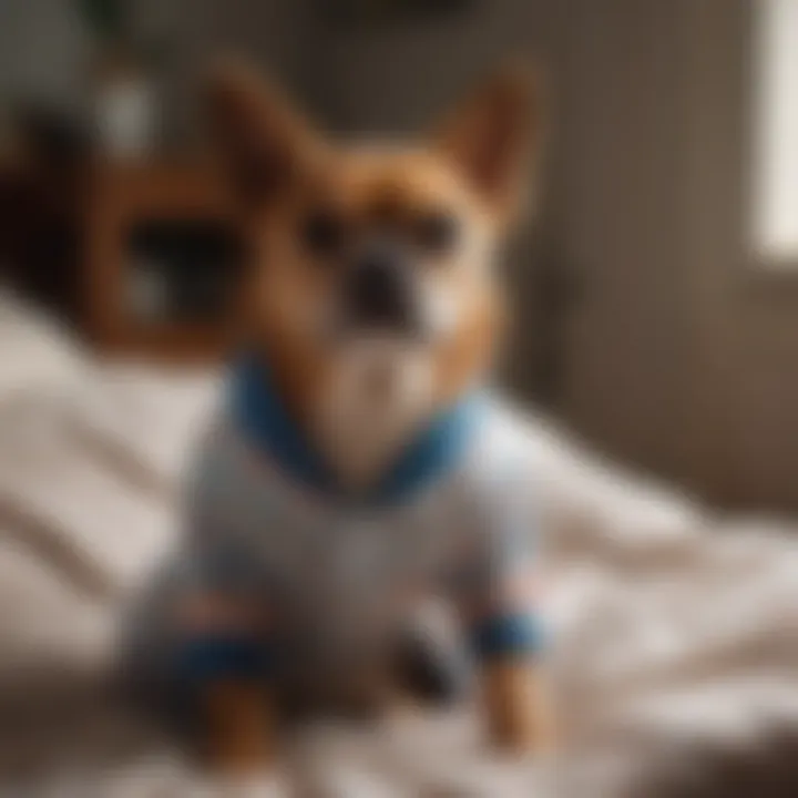 Various fabric options for dog pajamas displayed