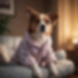 A medium dog lounging comfortably in stylish pajamas