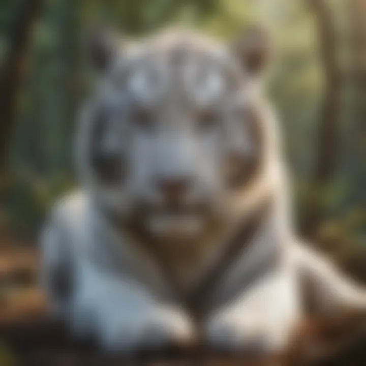 Majestic white tiger in its natural habitat