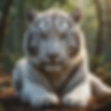 White Tiger in the Wild Majestic white tiger in its natural habitat